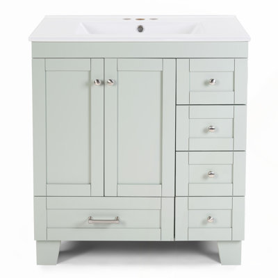 Freestanding Single Sink Bathroom Vanity with Solid Wood and Engineered Top