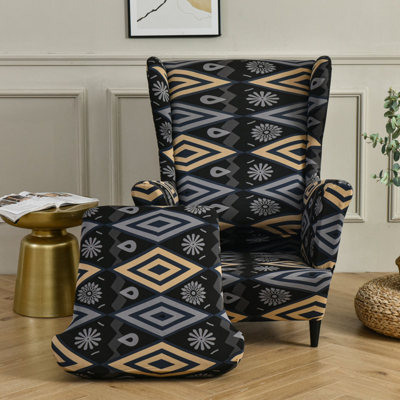 Housse extensible pour tabouret tigre, Noir 100 % coton
