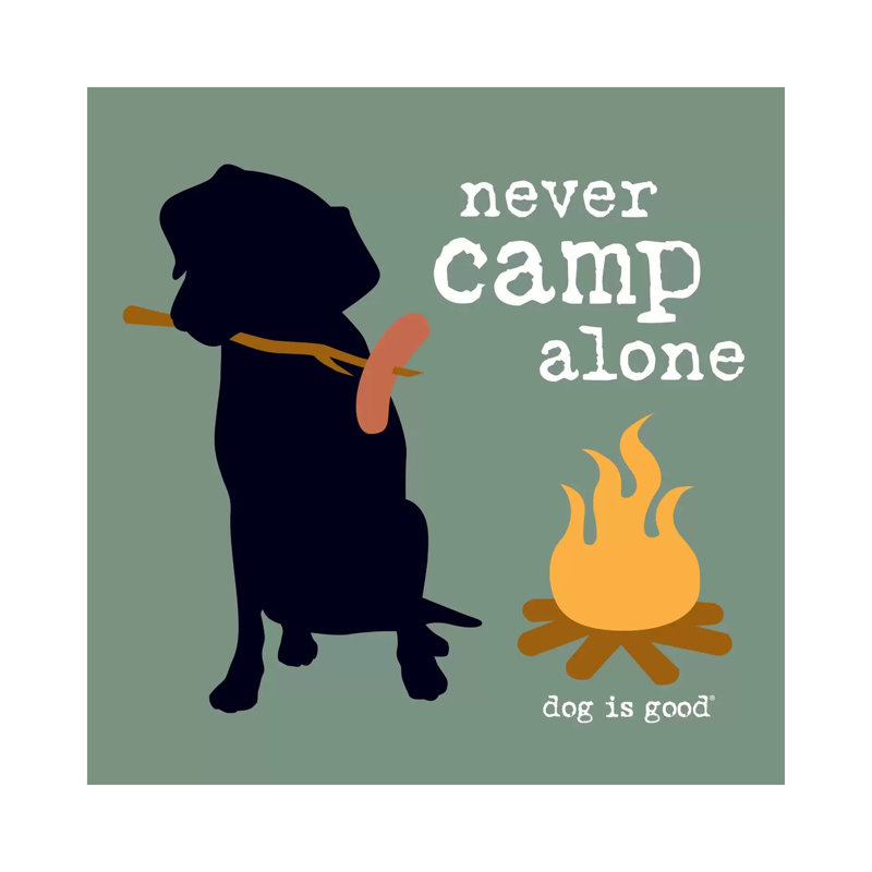 Never Camp Alone I by Dog is Good and Cat is Good - Wrapped Canvas Art Prints, 66.04 cm H x 66.04 cm W x 3.175 cm D