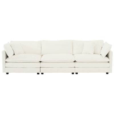 Canapé 2 + 3 places en chenille blanc - confortable et élégant pour le salon 2 + 3 places, blanc, assise profonde