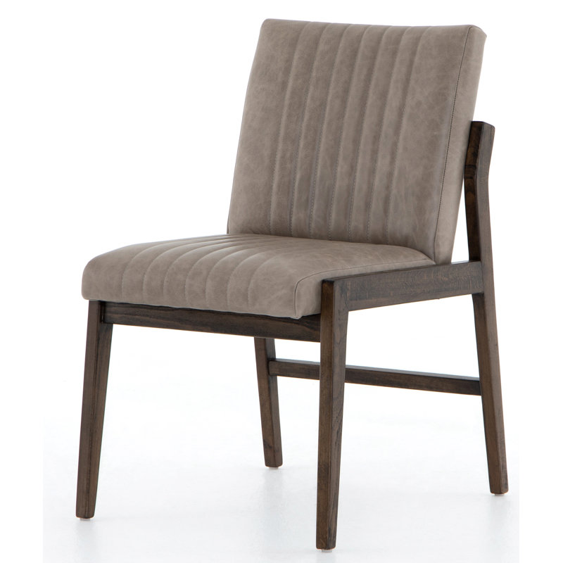 Chaise d'appoint rembourrée en cuir Stavros, Gris Sonoma
