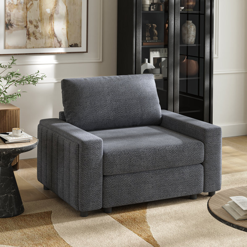 Grandon 52" Modern Oversized Accent Chair with Square Arms, Gray