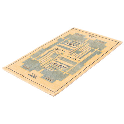 Tapis unique en laine noué à la main 4 pi 1 po x 6 pi 2 po nouvel âge Erenay