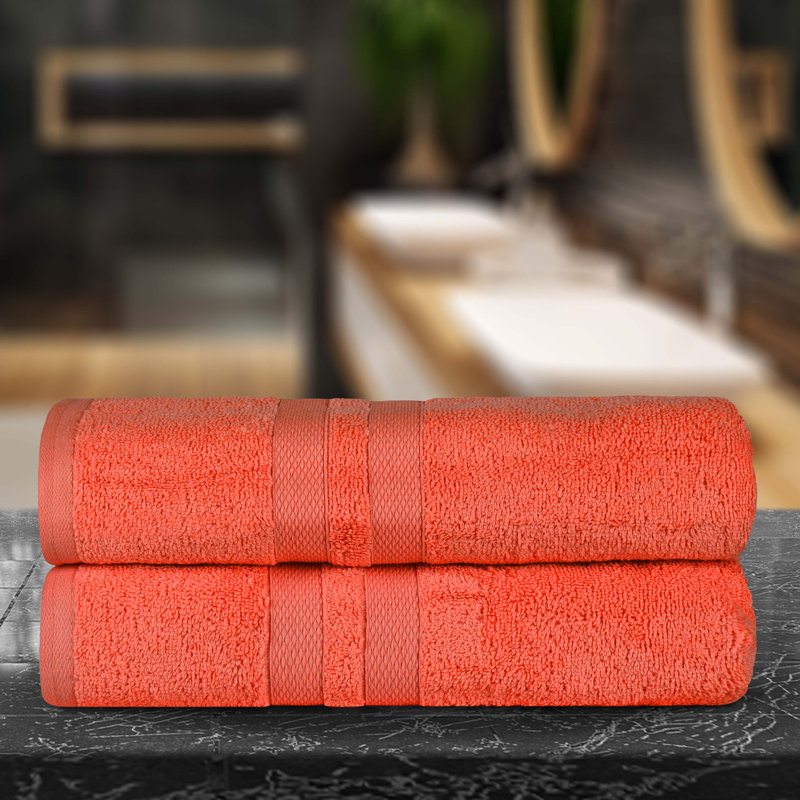 Ensemble de draps de bain 2 pièces 100% coton Rodivel, Tangerine