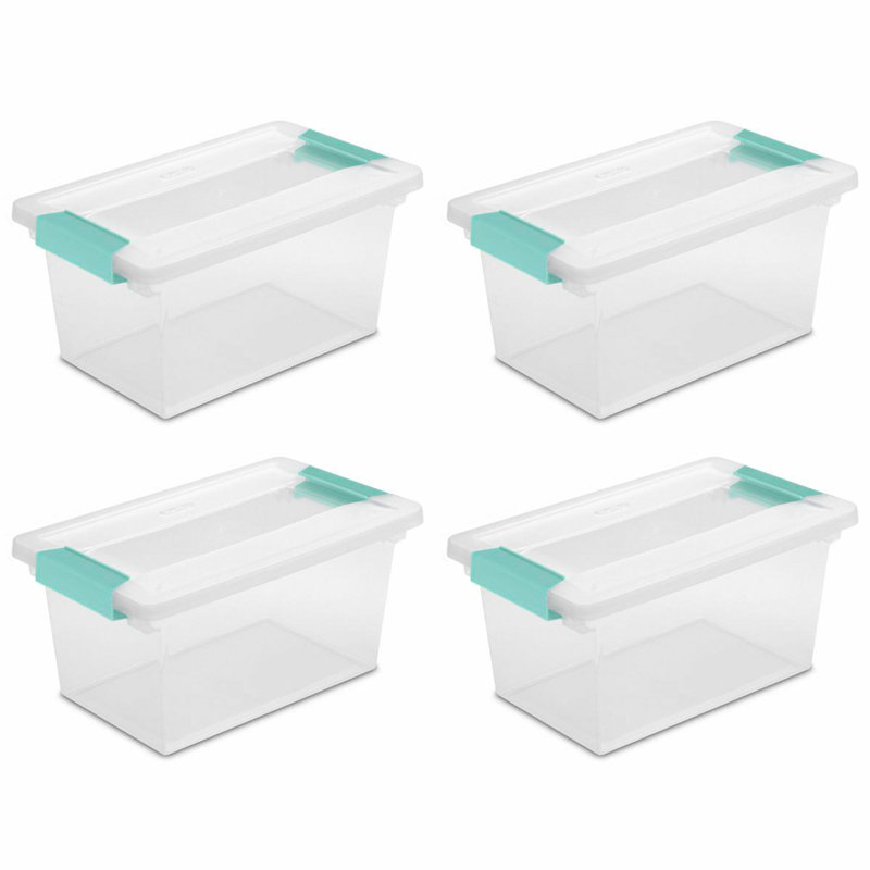 Sterilite Plastic Medium Clip Storage Box Container with Latching Lid