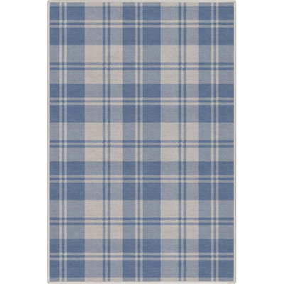 Tapis bleu à tissage plat Kehr