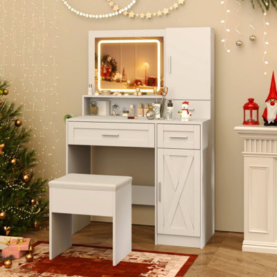 Ensemble coiffeuse et miroir avec coiffeuse et miroir