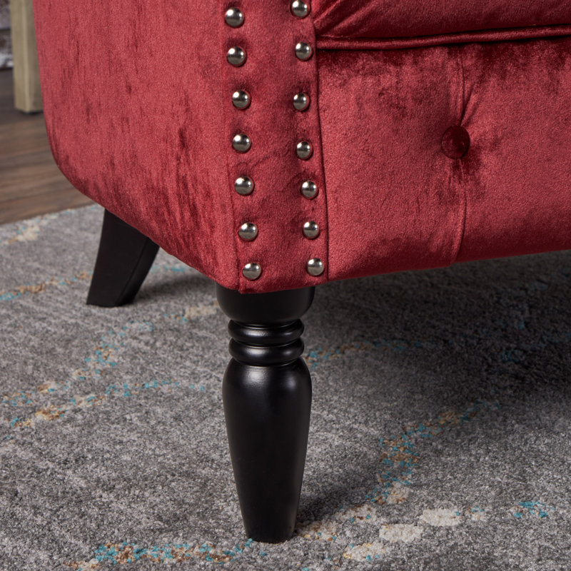 Charlotte 51.5'' Velvet Loveseat, Garnet Velvet