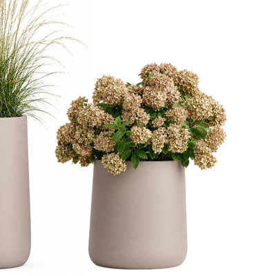 Kute Nest Indoor/Outdoor Contract Grade Large Conico Fiberstone Planter H15.3" x D15" (Taupe) - Pot Opening 11.7"