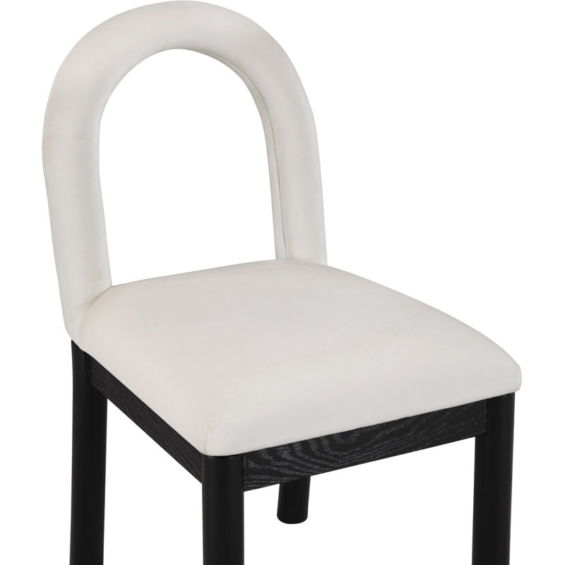 Chaise Macleod, Velours crème, Noir, noir, noir, noir