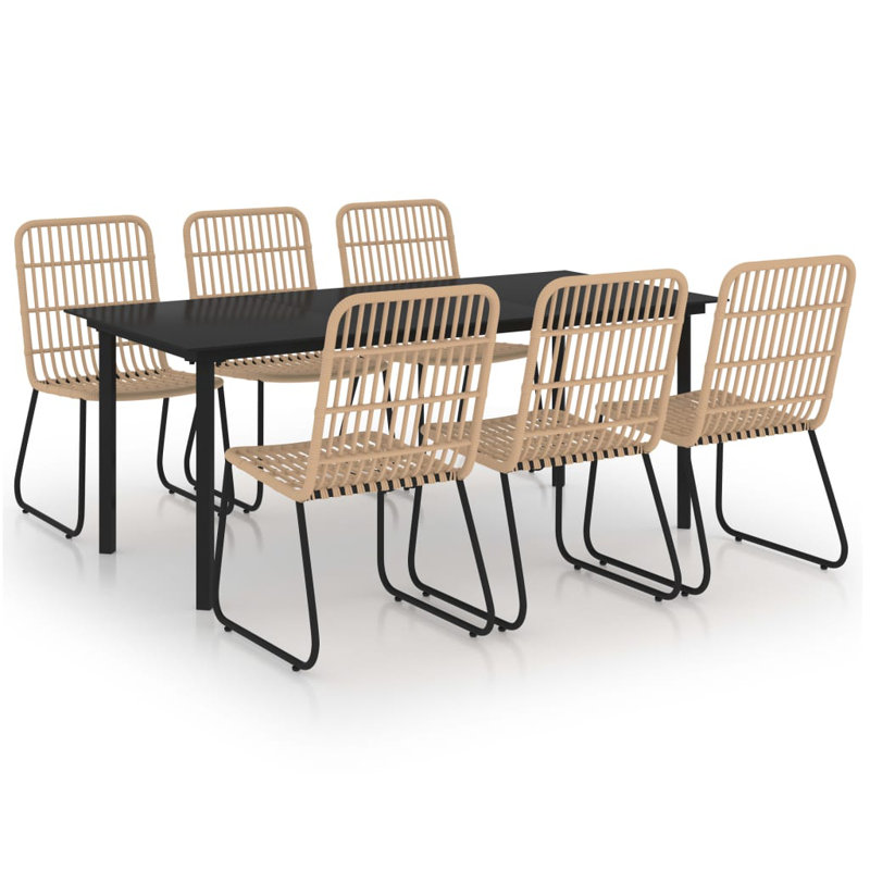 Lathrop 6 - Person Patio Dining Set with Rectangular Table, Brown/Black, 74cm H x 150cm W x 80cm D