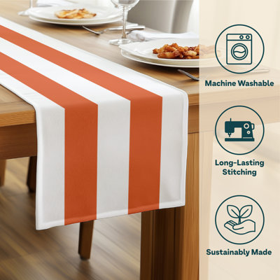 Orange Striped Table Runner 108" x 14"