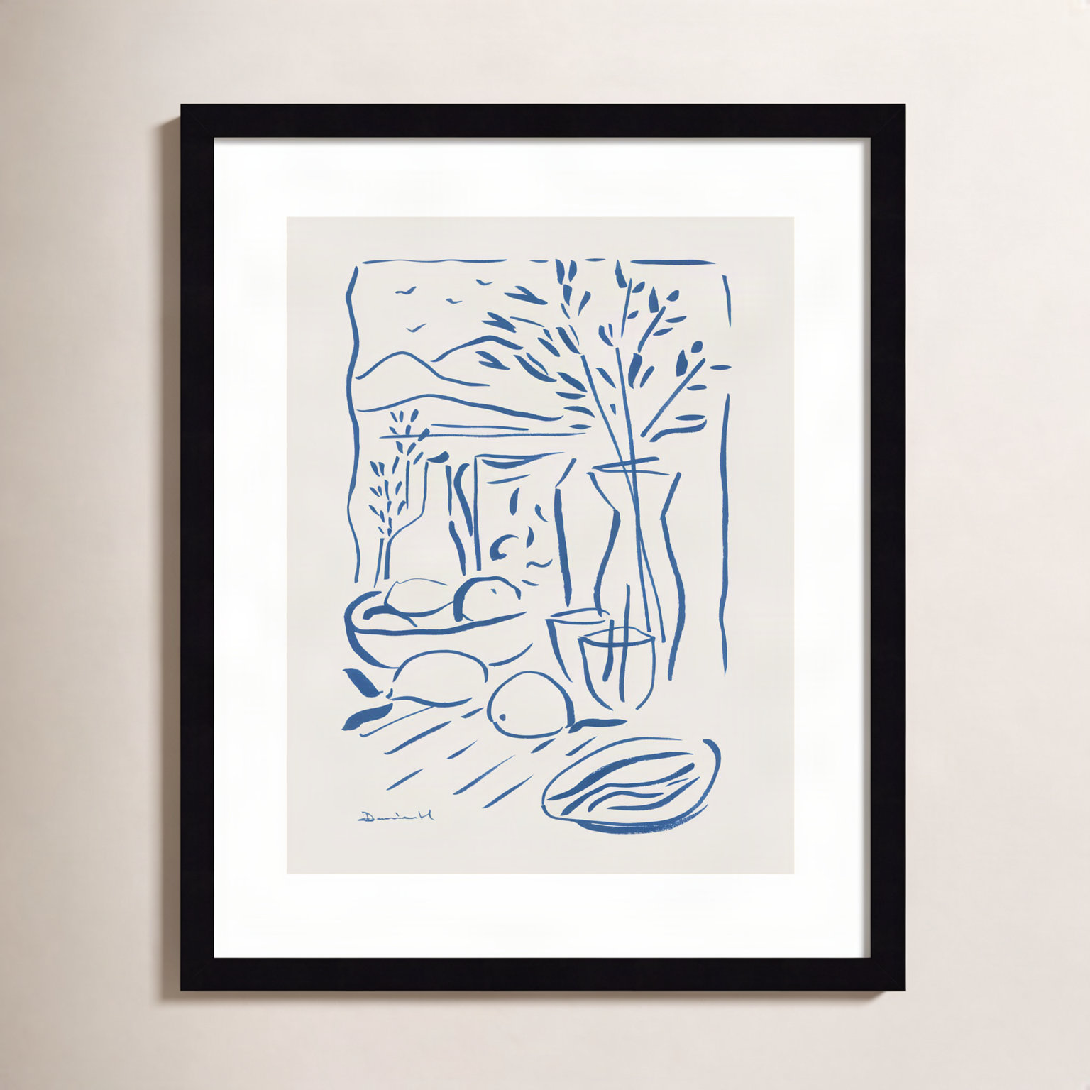 Cleve "Mediterranean View" Print, Black Framed, 21" H x 17" W