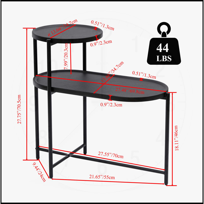 Modern 2-tier Coffee Table with Wood Storage Shelf and Stylish Design, Black