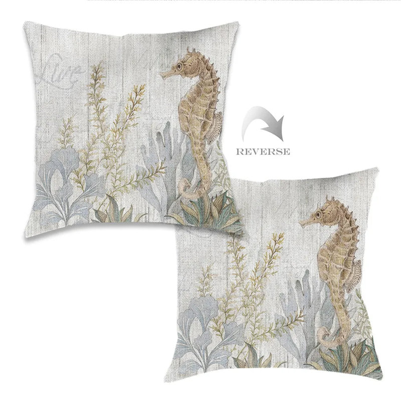 Coussin décoratif tissé Seahorse