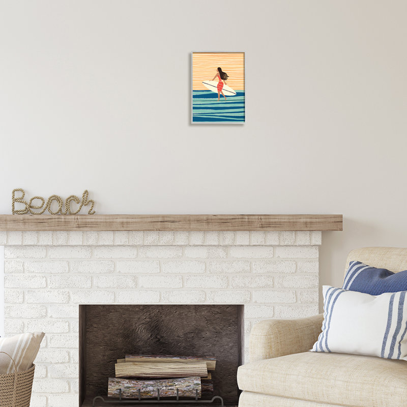 Gray Framed Abstract Surfer Girl Canvas Print, 11 x 14