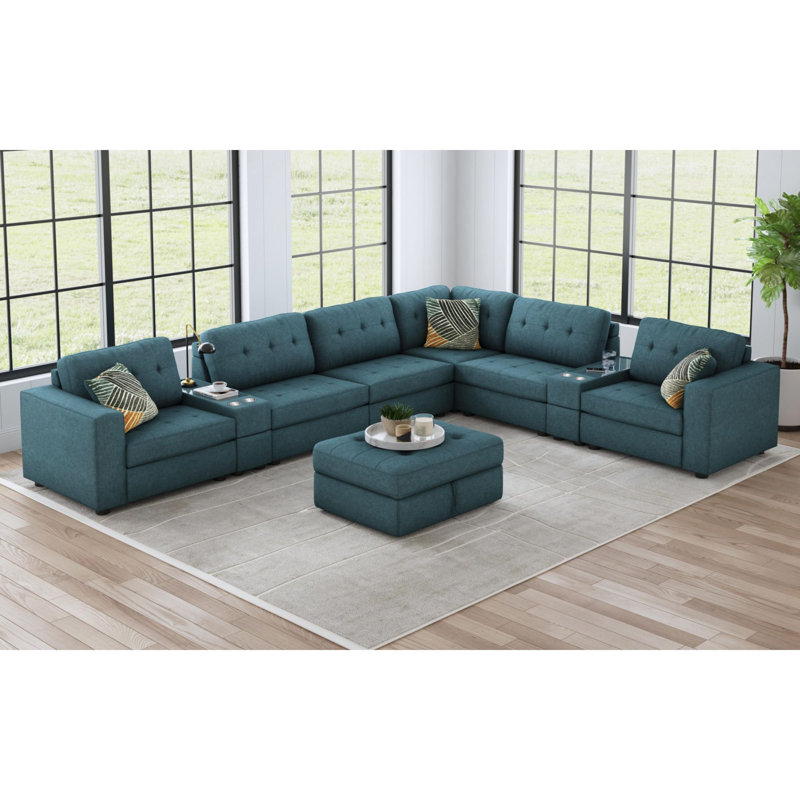 Ensemble de salon 9 pièces Bunbury en bleu sarcelle Palmer Plus, Polyester bleu