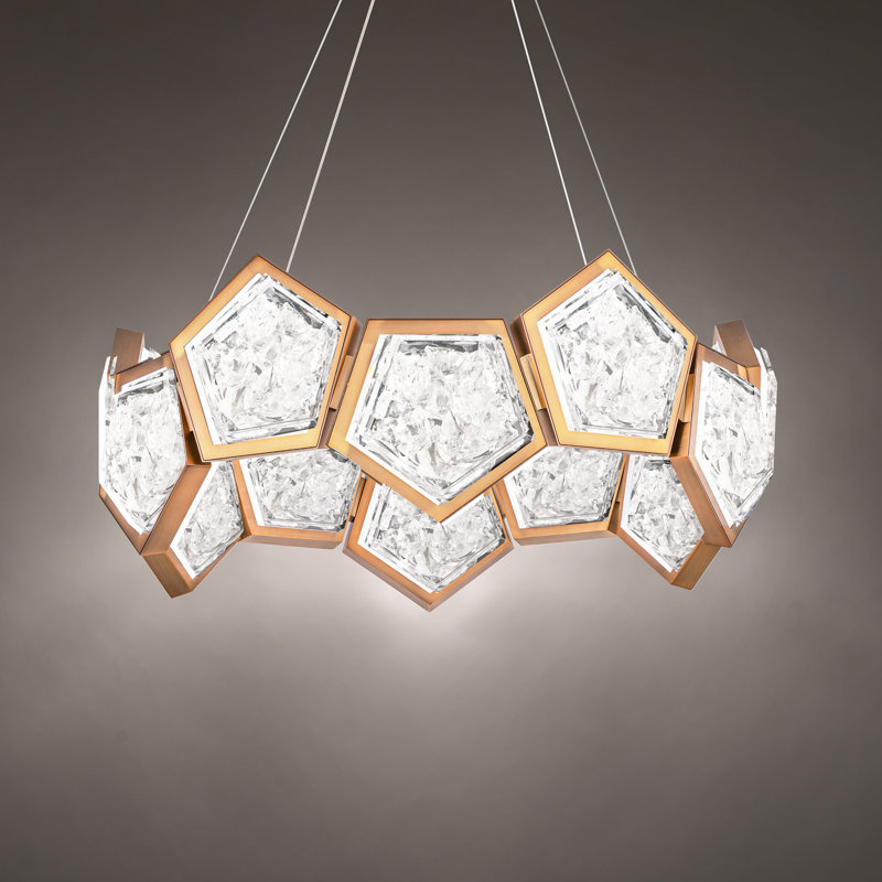 1 - Light LED Unique/Statement Pendant, Aged Brass