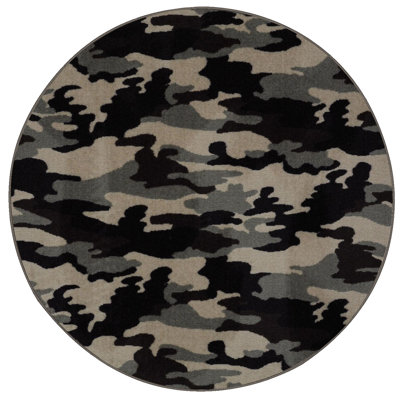 Tapis noir / beige à imprimé animal