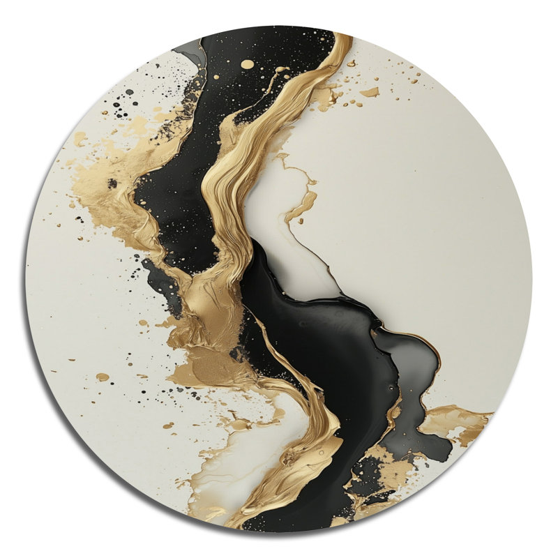 Annabelle - Art mural rond moderne transitionnel en métal, H 16 po x l 16 po