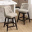  Tabouret de comptoir pivotant en similicuir brun de 25,5 po avec structure en bois massif-374388661-374388658