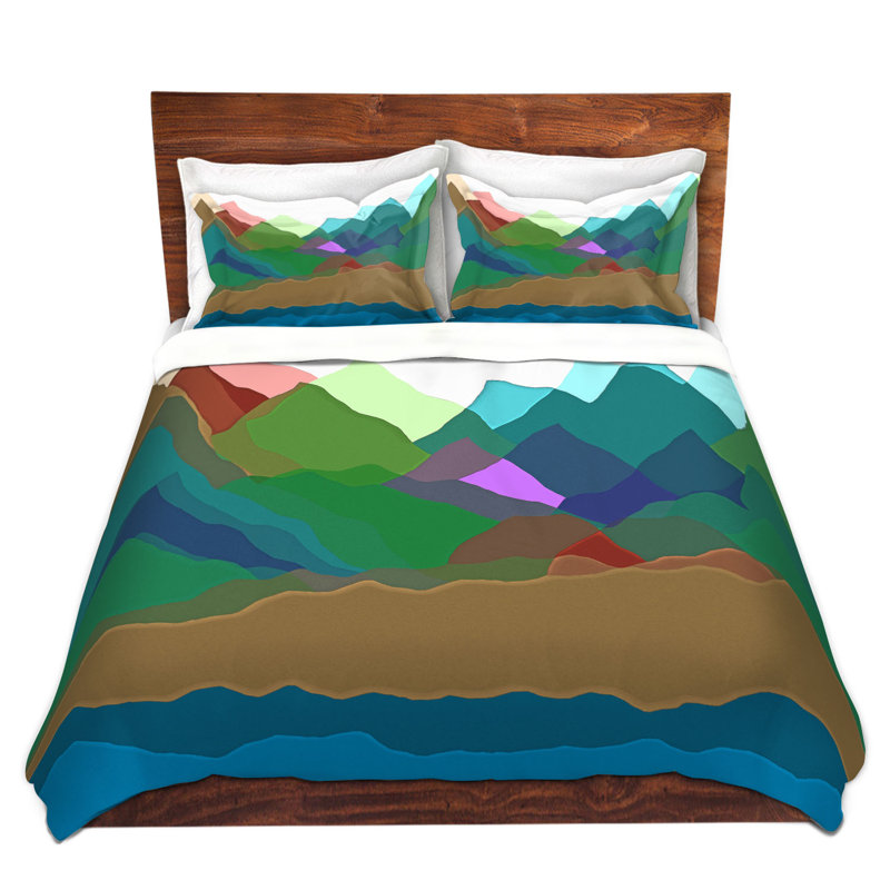 DiaNoche Twin Duvet Cover Sets Microfiber by Ruth Palmer - Mountain Multi, Queen Duvet Cover + 2 Standard Shams