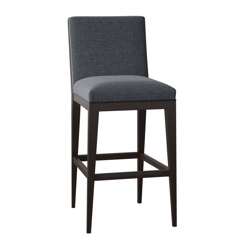 Logan Upholstered Stool with Solid Wood Frame, American Walnut, Maya Cyan, Counter Stool (24" Seat Height)