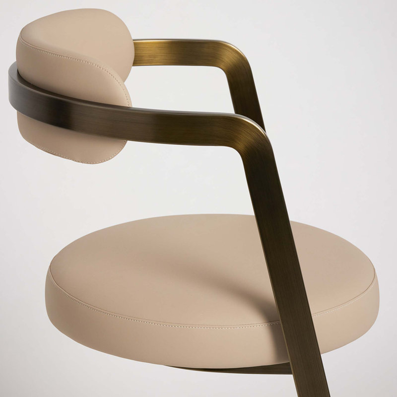 Baldwin Stool, Counter Stool (26" Seat Height), Cream Latte Seat/Antique Bronze Frame