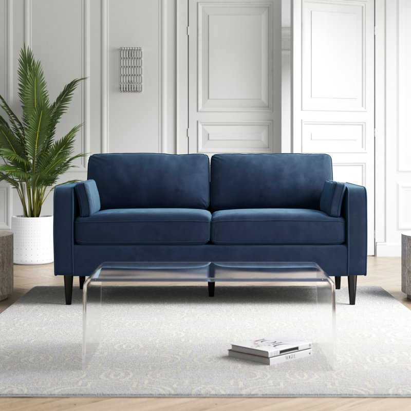 Millerville 3 Seater Velvet Sofa, 93"H x 193"W x 93"D, Turquoise