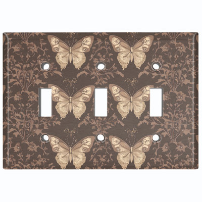 Couvercle de plaque d'interrupteur en métal; Bascule à 2 bandes US standard - motif papillon rétro