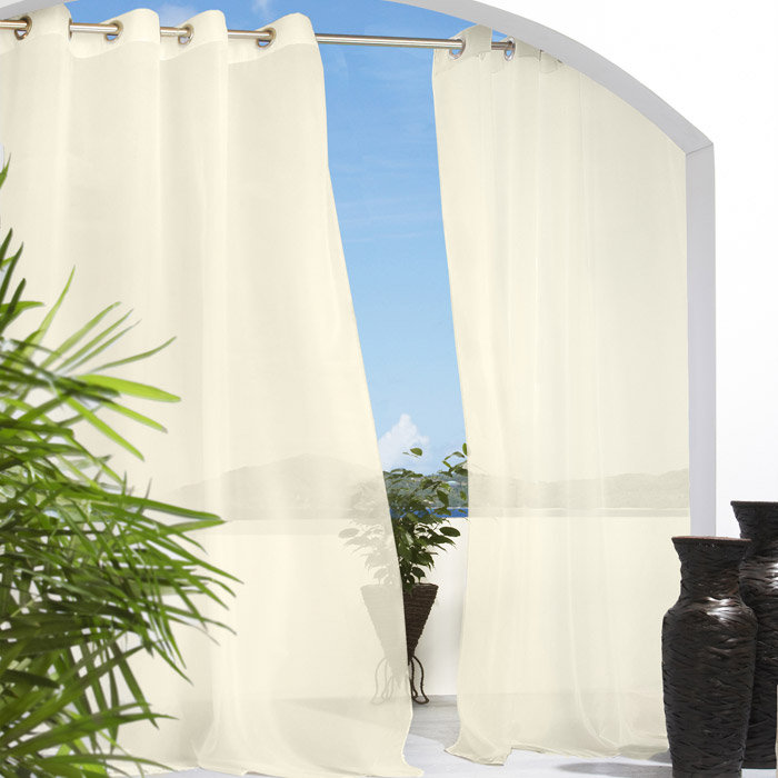 Jarold Solid Color Semi-Sheer Grommet Single Curtain Panel, Ivory, 54" W x 96" L