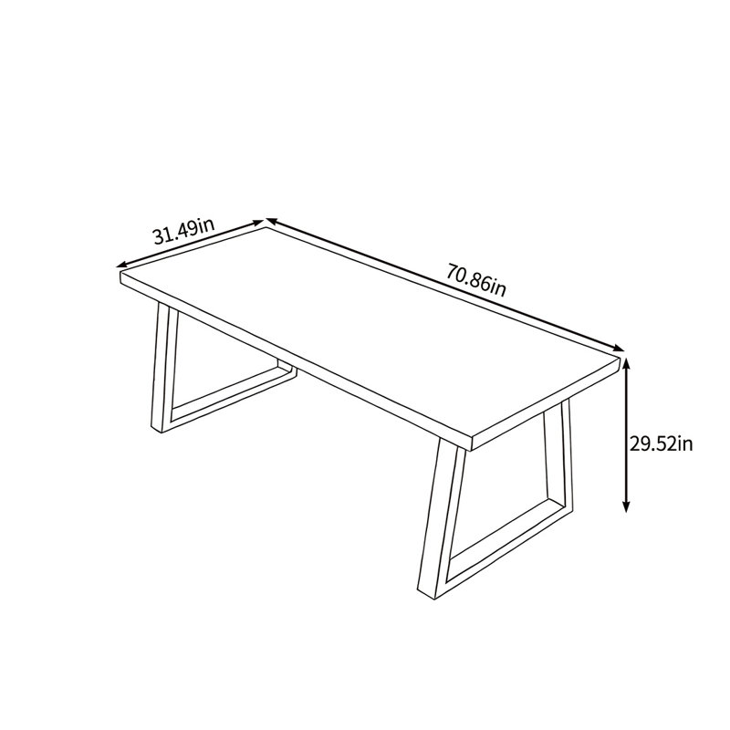 Table de salle à manger entièrement en bois massif, H 29,52 po x L 70,86 po x l 31,49 po