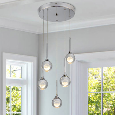 5-light Led Chandelier Chrome Chandelier Modern Crystal Chandeliers For Dining Room Foyer Chandeliers For High Ceilings