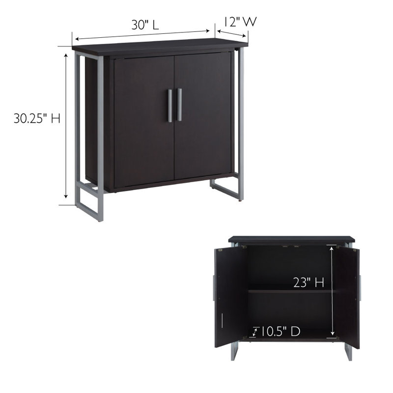 Talia Solid + Manufactured Wood Foyer Cabinet, Black/Nickel
