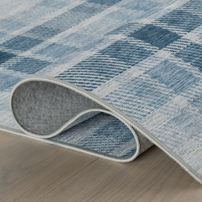 Andri Modern Plaid Machine Washable Rug, Rectangle 3' x 5'