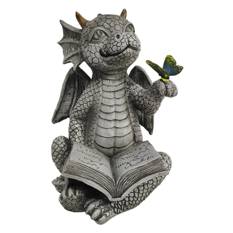 Statue solaire Kaida Dragon avec papillon