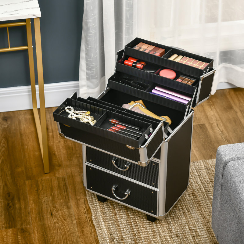 Trousse de train de maquillage HOMcom, Noir, noir, noir, noir