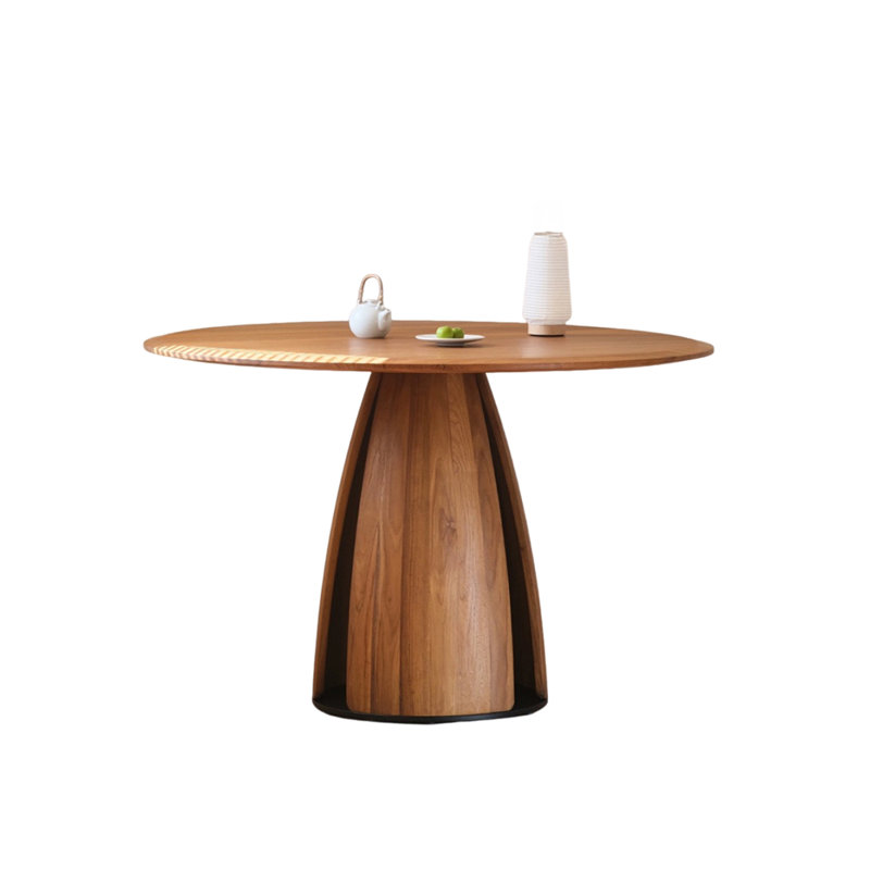 Table de salle à manger ronde en bois massif de style nordique., H 29,5 po x L 62,9 po x l 62,9 po