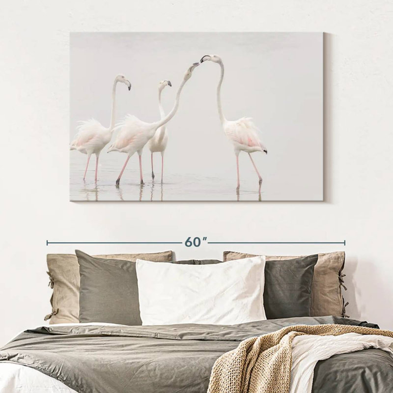 Brampt Pristine White Flamingos, 34" H x 51" W