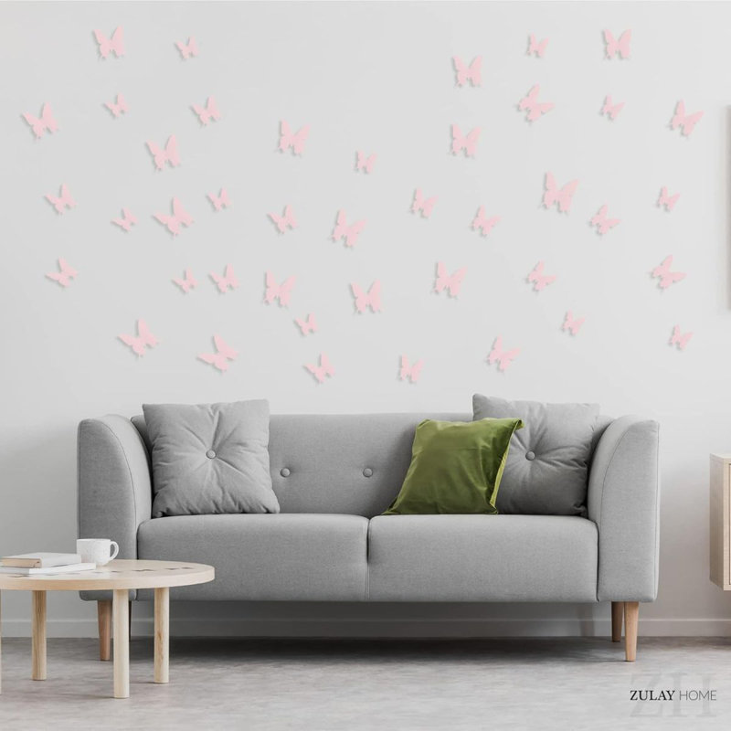 Zulay Home 3D Butterfly Wall Decor - 24pcs Butterfly Decor with 3 Different Sizes, Pink