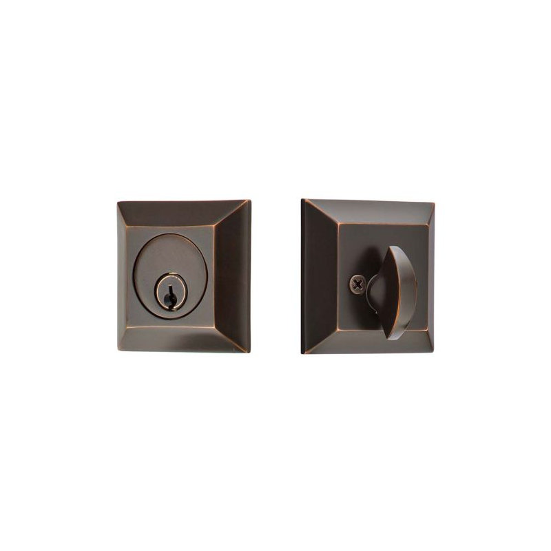 Quincy Single Cylinder Deadbolt For 1-3/8" To 2-1/8" Door Unlacquered Brass Finish, Oil Rubbed Bronze