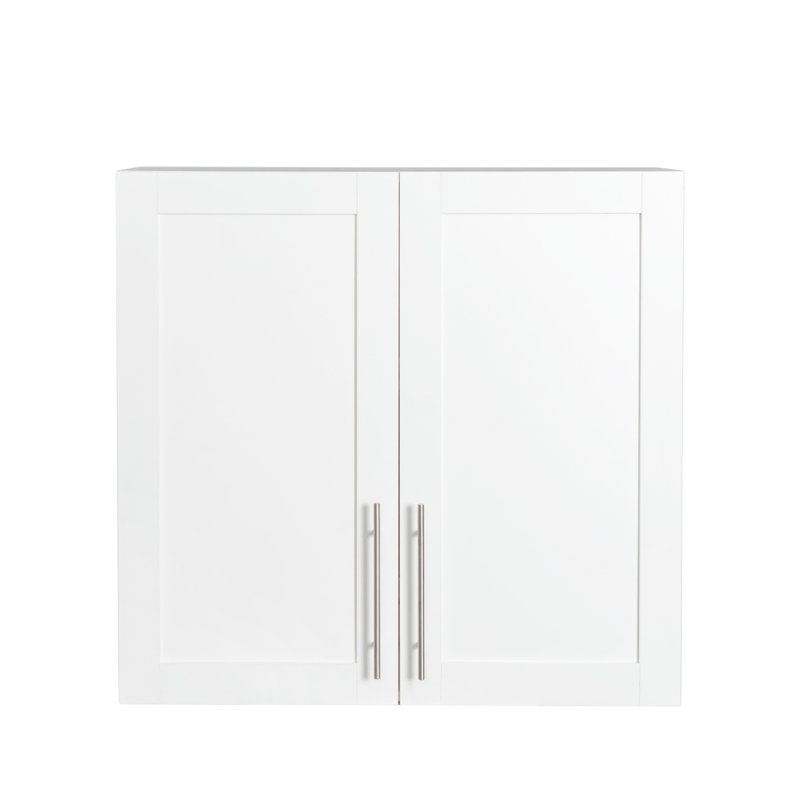 Armoire de rangement murale empilable, buffet en bois avec tablettes réglables, P 11,8 po x l 31,5 po x H 29,9 po, blanc