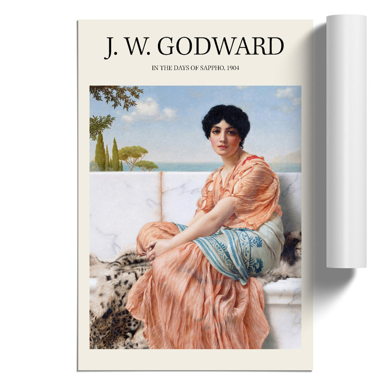 In the Days of the Sappho Print by John William Godward - Frameless Print, 42cm H x 30cm W x 0.1cm D
