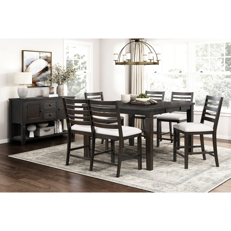 Banc foncé foncé pour la salle à manger, hauteur de comptoir, siège rembourré beige texturé, limite de poids de 250 lb, hauteur du banc de finition de 43 po x 24 po, support à 100%, profondeur du siège
