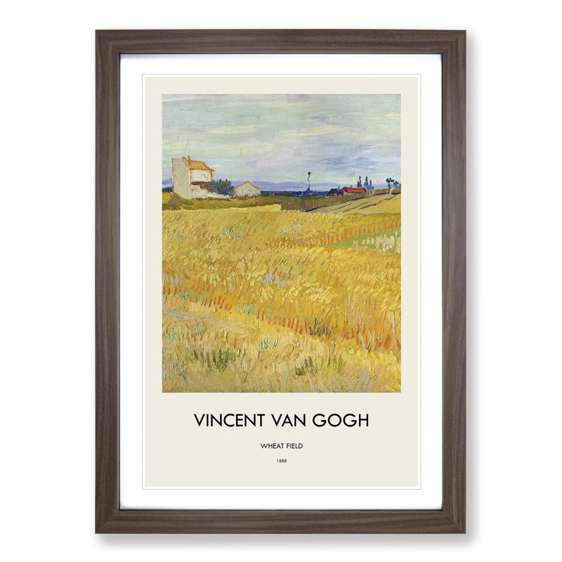 Wheat Field by Vincent Van Gogh - Picture Frame Art Prints, 36cm H x 27cm W x 2cm D, Walnut Framed