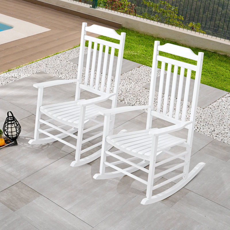 Chaise berçante d'extérieur en bois Cheridwen, Blanc