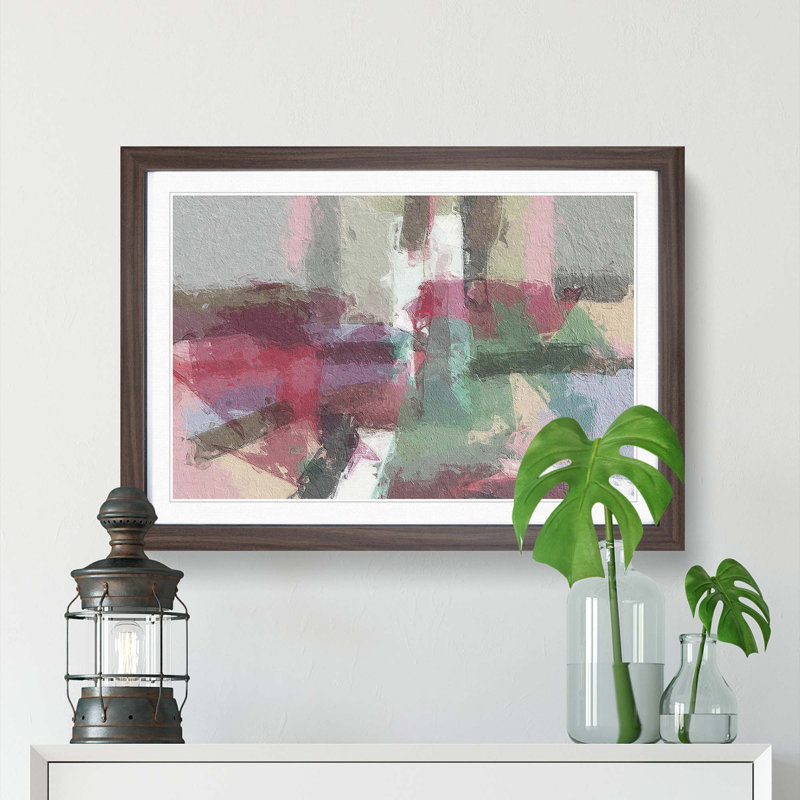 Abstract Art Painting Vol.111 by S.Johnson - Framed Print, 24cm H x 33cm W x 2cm D, Walnut Framed