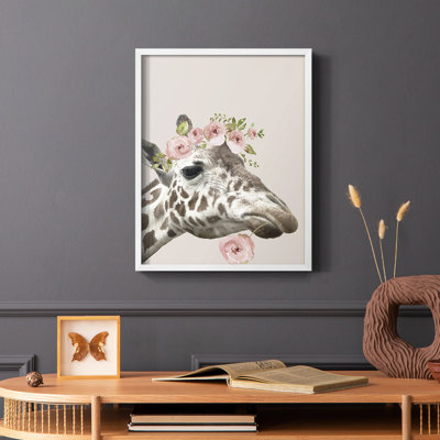 «Peek A Boo Giraffe II», reproduction encadrée - bois massif