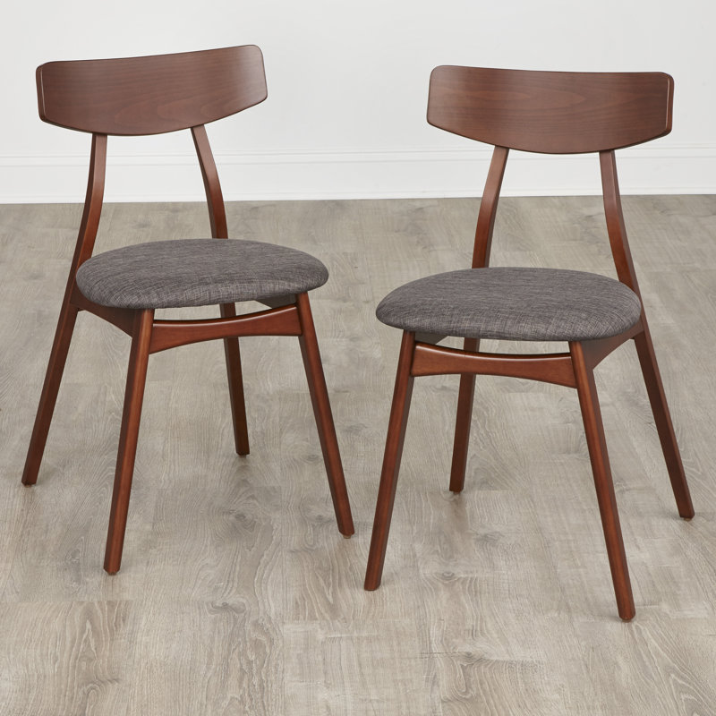 Brunehilde 18.5'' H Linen Blend Upholstered Beech Side Chair, Dark Gray, Walnut