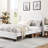 Upholstered Bed Frame with Wingback Tufted Headboard-23695147-23695150
